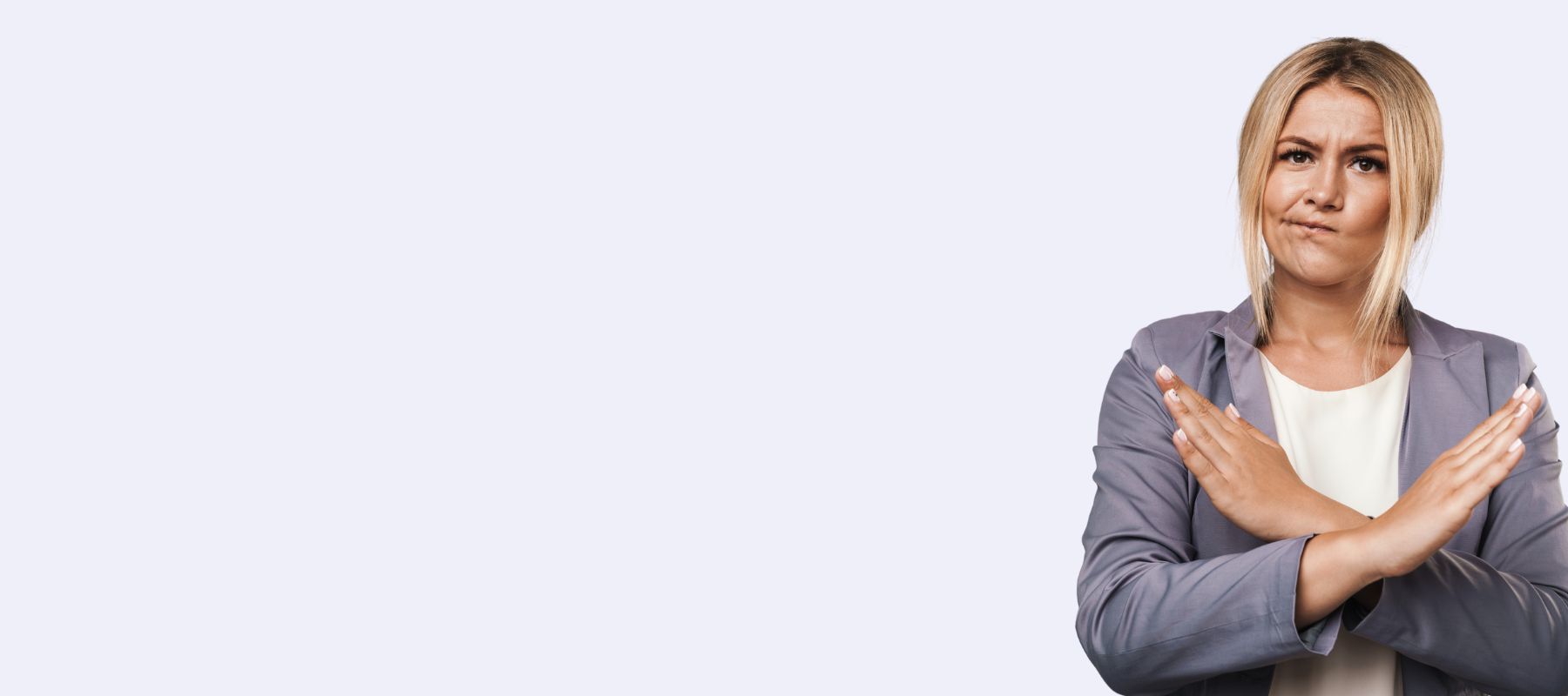 Venen Engel: Frau mit abwehrender Körperhaltung